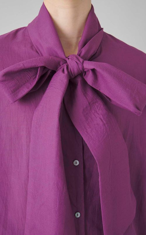 コットンレーヨンリボンブラウス