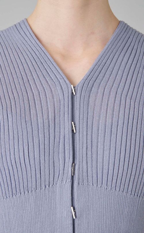 リブニットコンビフレアワンピース