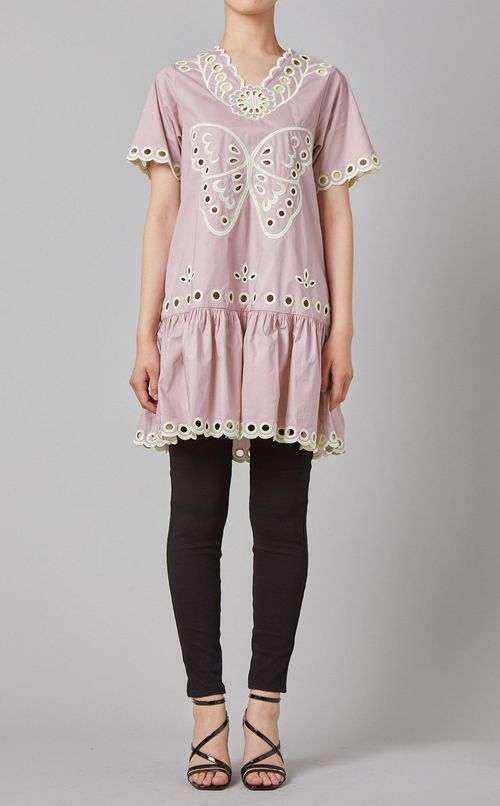 カット刺繍ロングプルオーバー