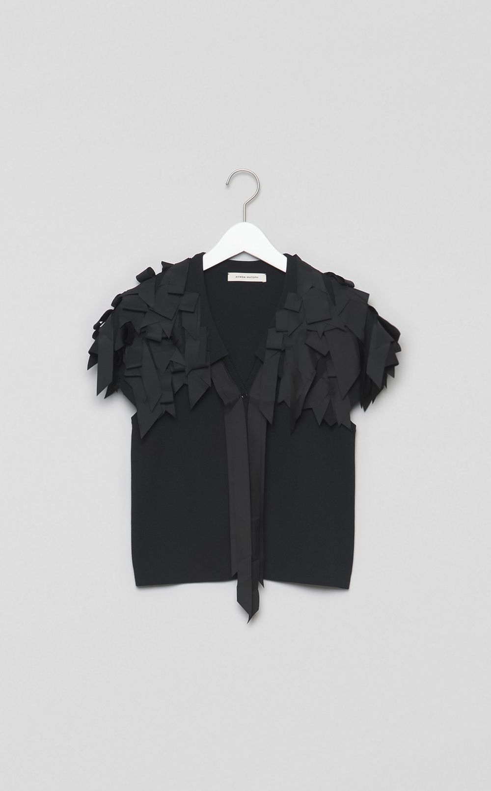 リボンショルダーニットカーディガン