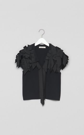 リボンショルダーニットカーディガン