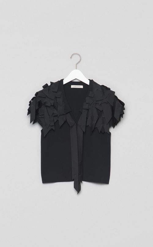 リボンショルダーニットカーディガン