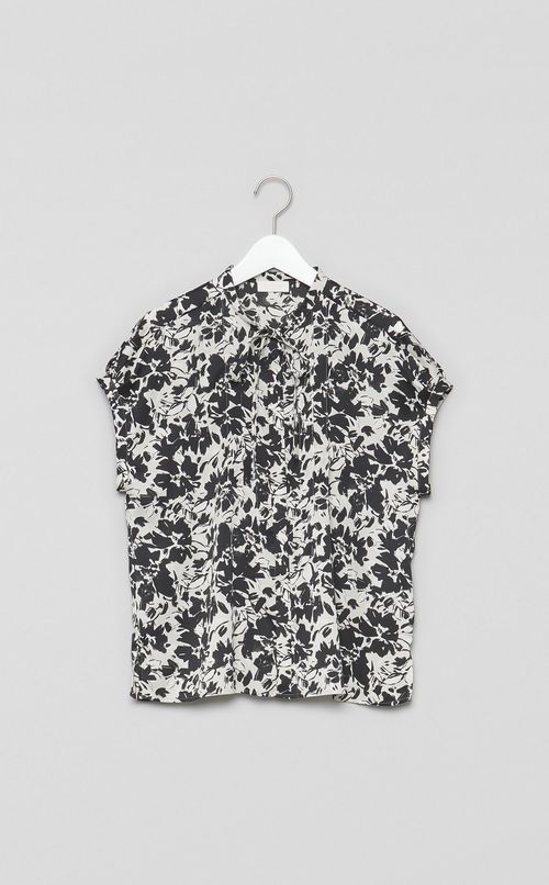 モノクロフラワープリントブラウス