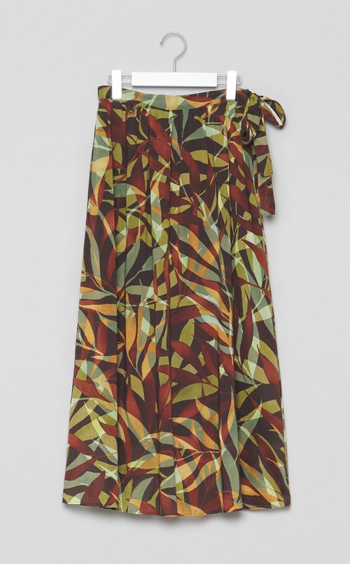 リーフプリントロングギャザースカート