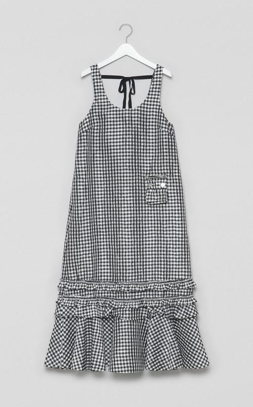 ギンガムチェックロングワンピース