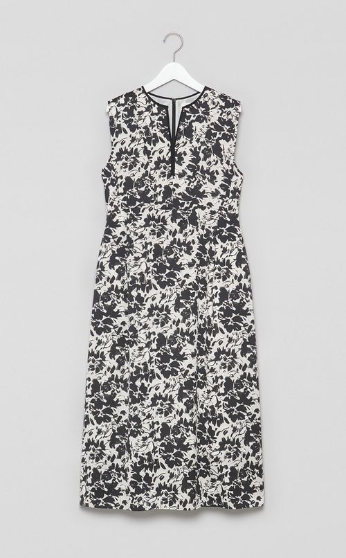 モノクロフラワープリントワンピース