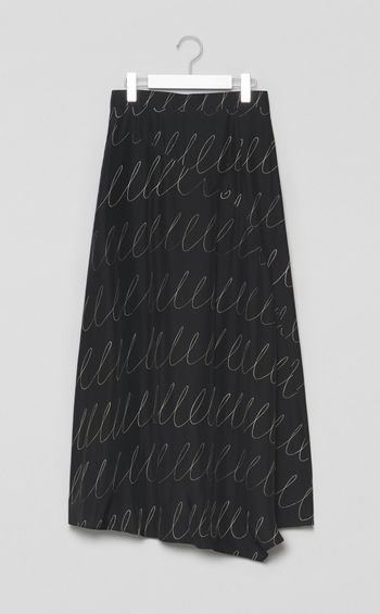 スケッチプリントフレアスカート