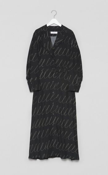 スケッチプリントベルテッドワンピース