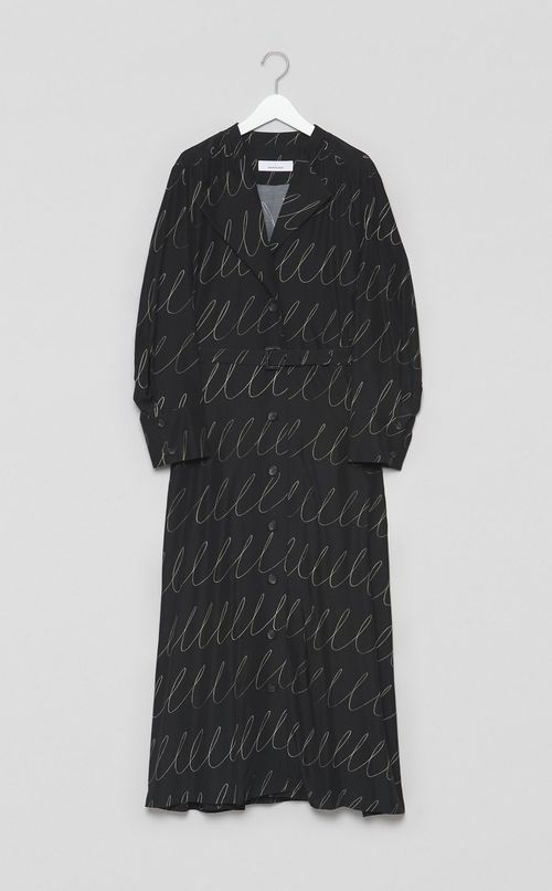 スケッチプリントベルテッドワンピース