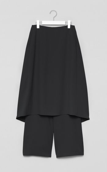 スカートレイヤードサテンパンツ