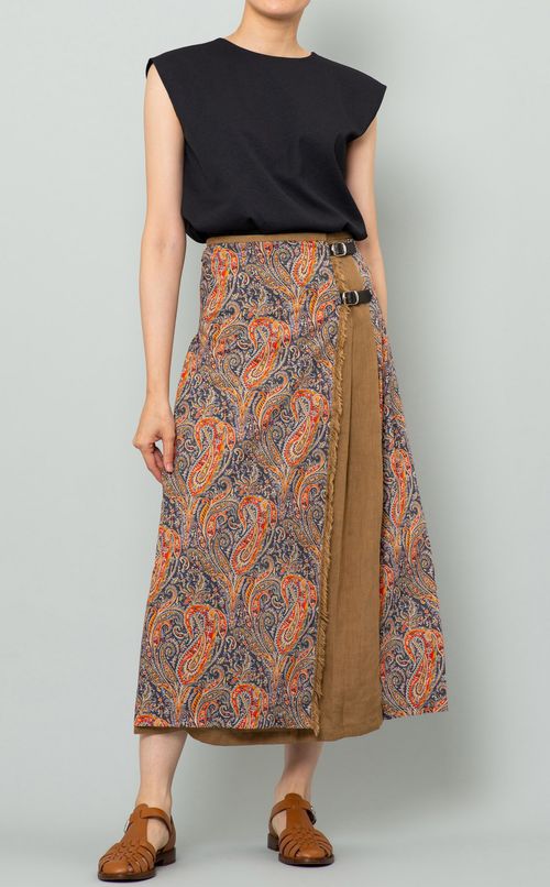 ペイズリーキルトミディスカート