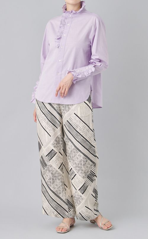 コットンブロードフリルシャツ