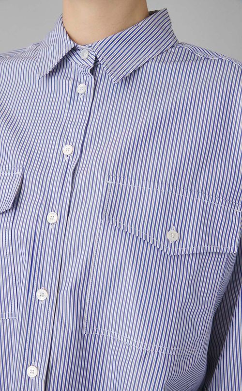 コットンストライプ切替シャツ