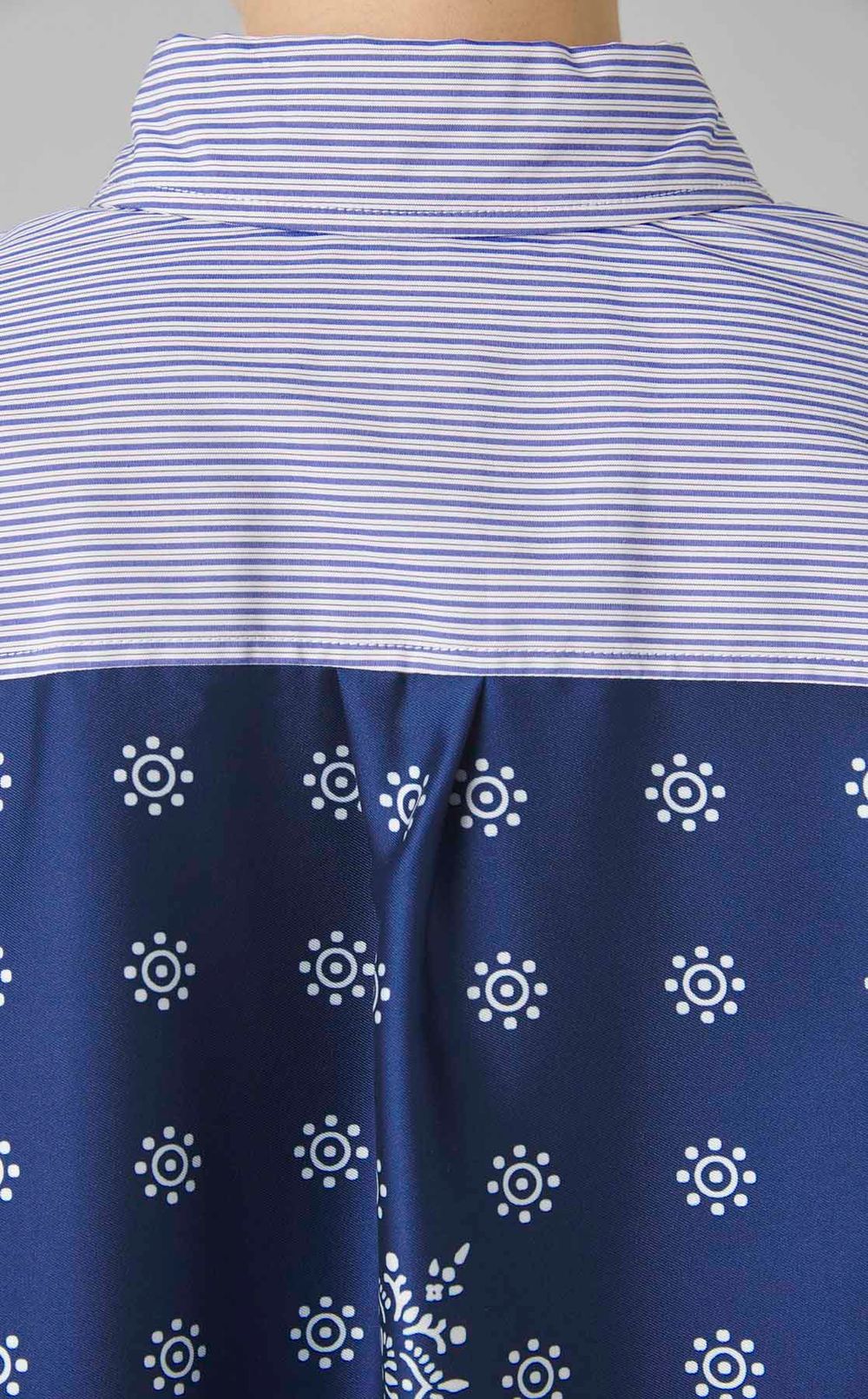 コットンストライプ切替シャツ