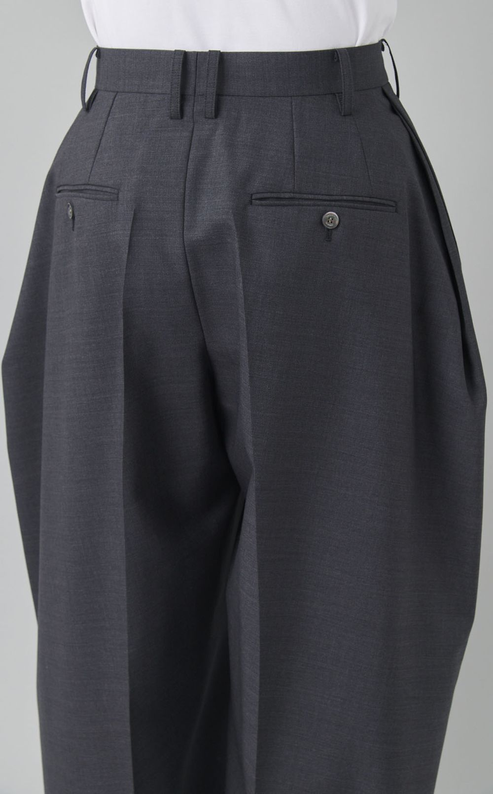 ウールトロサイドタックワイドパンツ