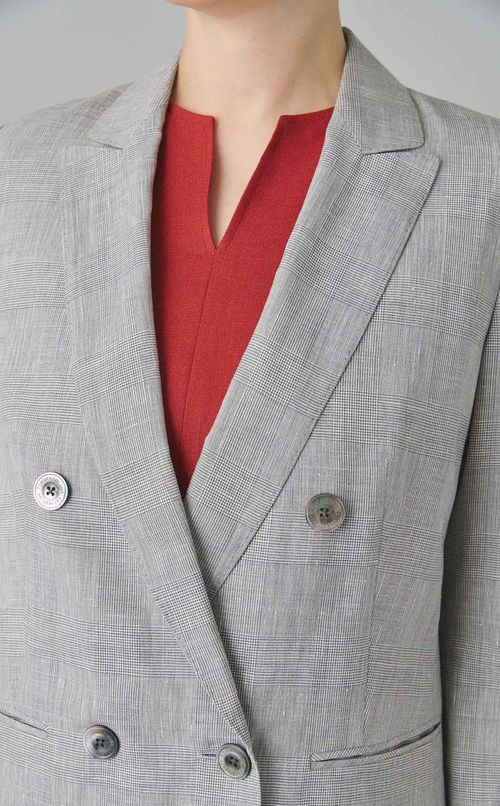 サマーウールチェックダブルジャケット