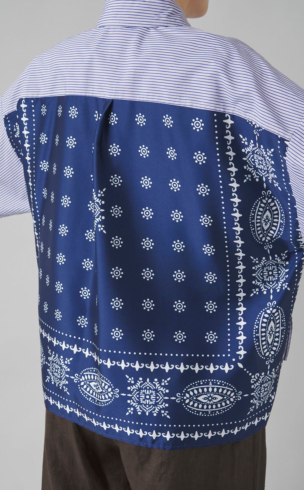 コットンストライプ切替シャツ