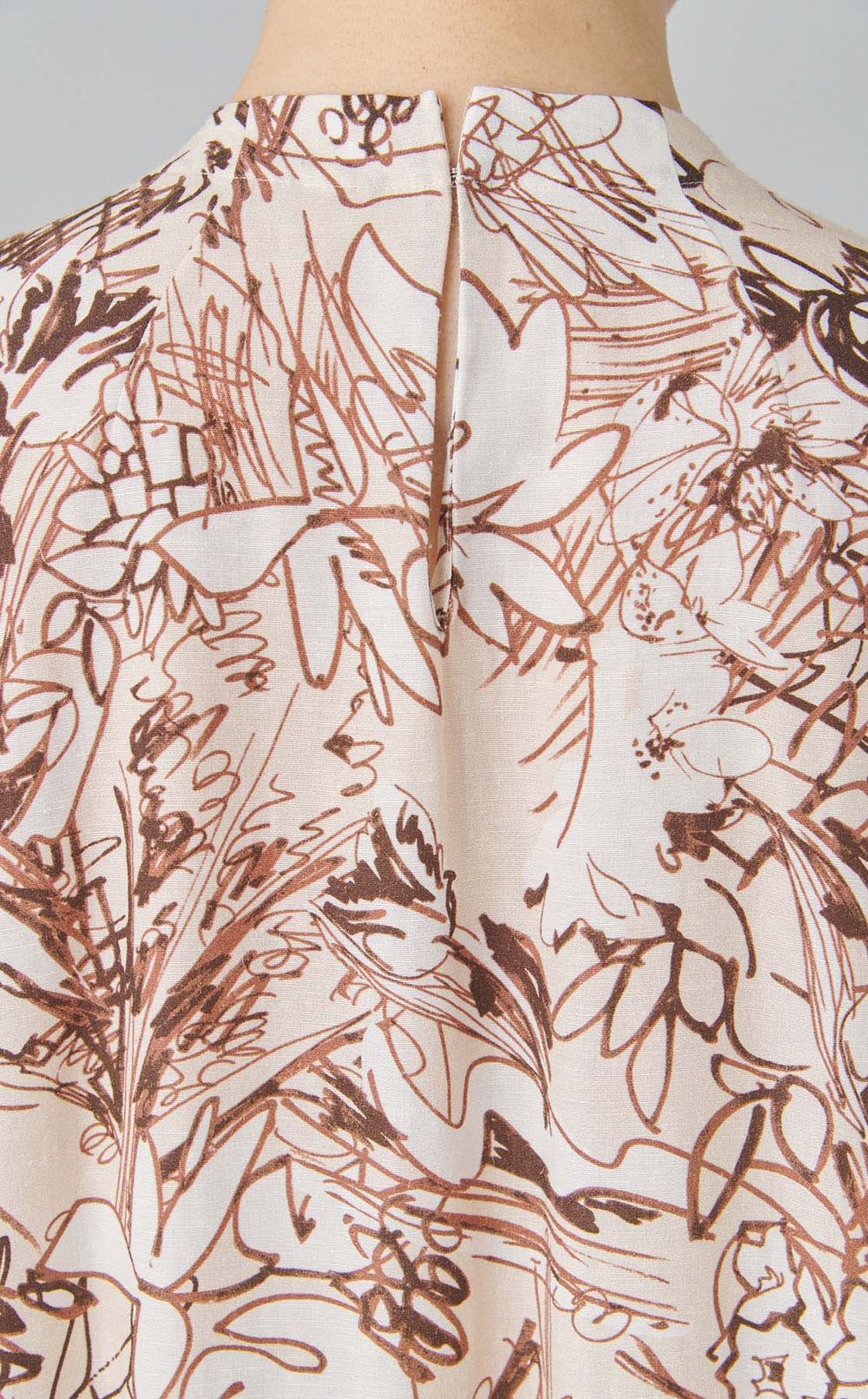 プリントギャザーノースリーブワンピース