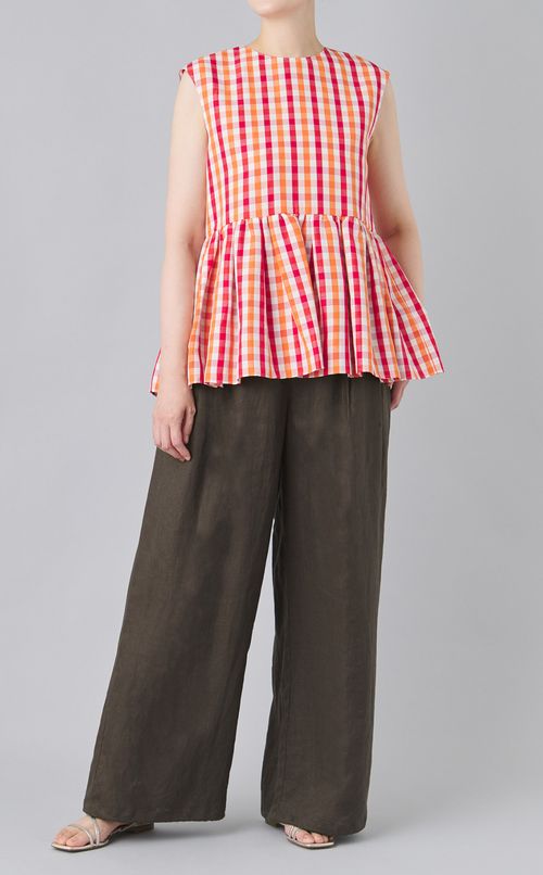 ギンガムチェックフリルトップス