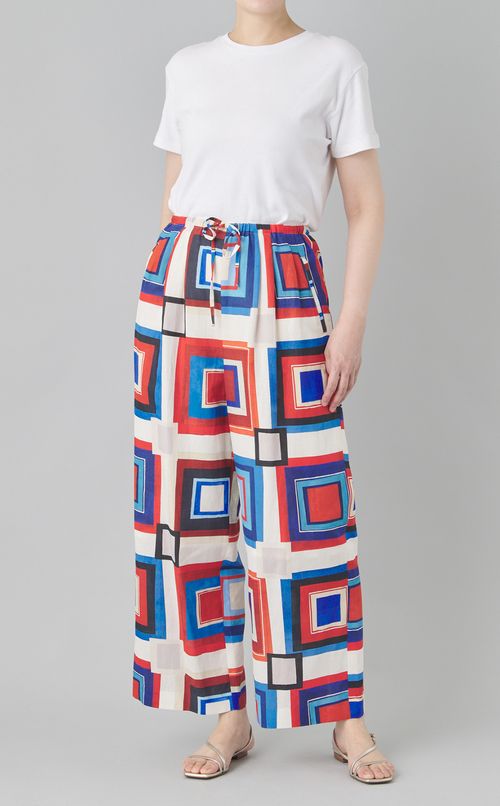 プリントツータックワイドパンツ