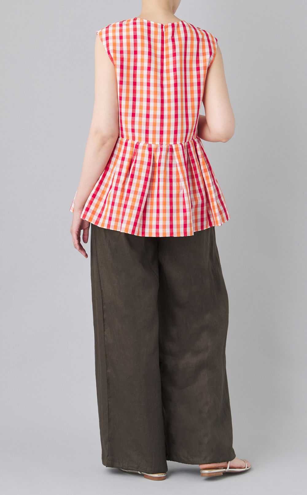 ギンガムチェックフリルトップス