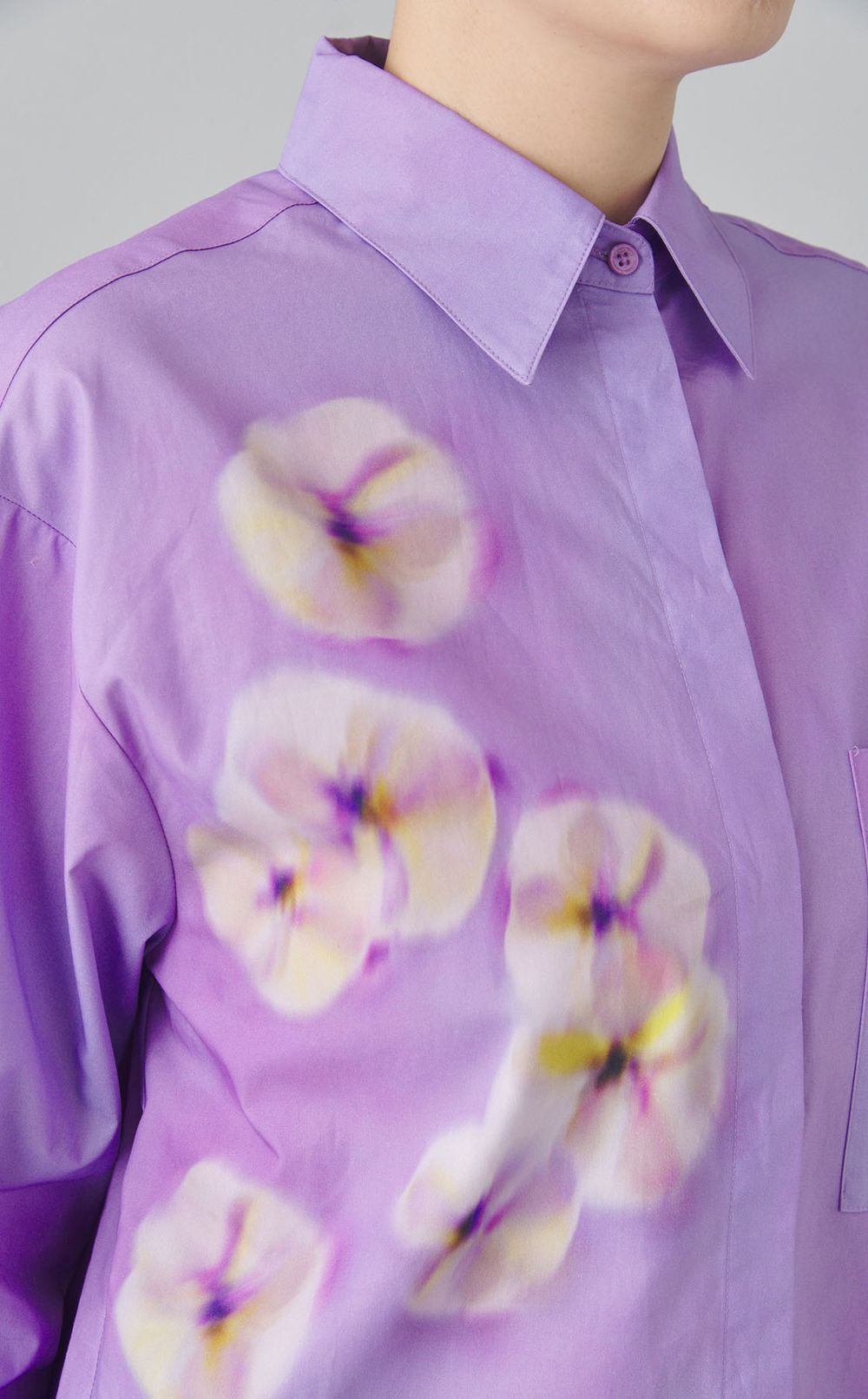 コットンフラワープリントシャツ