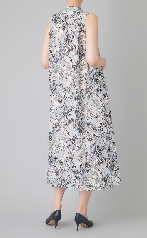 プリントギャザーノースリーブワンピース