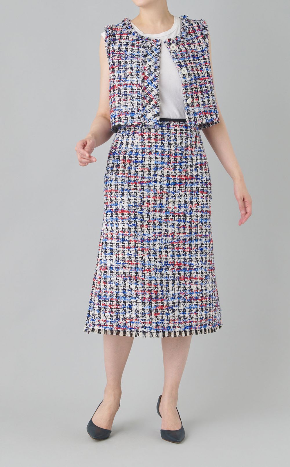 トリコロールツイードマーメイドスカート