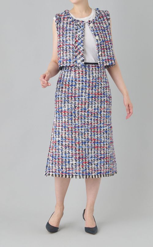 トリコロールツイードマーメイドスカート