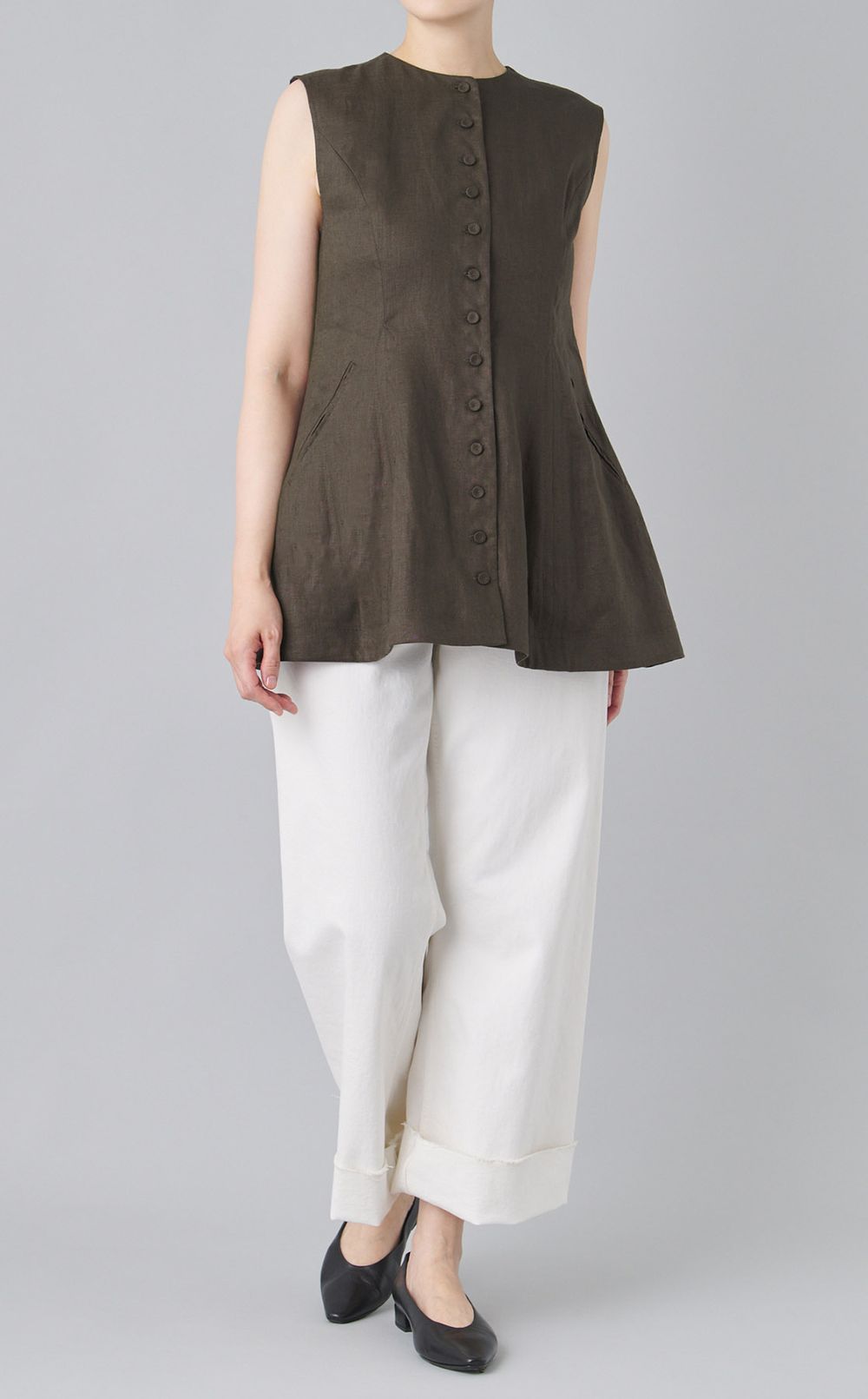 リネンカーブシルエットベスト