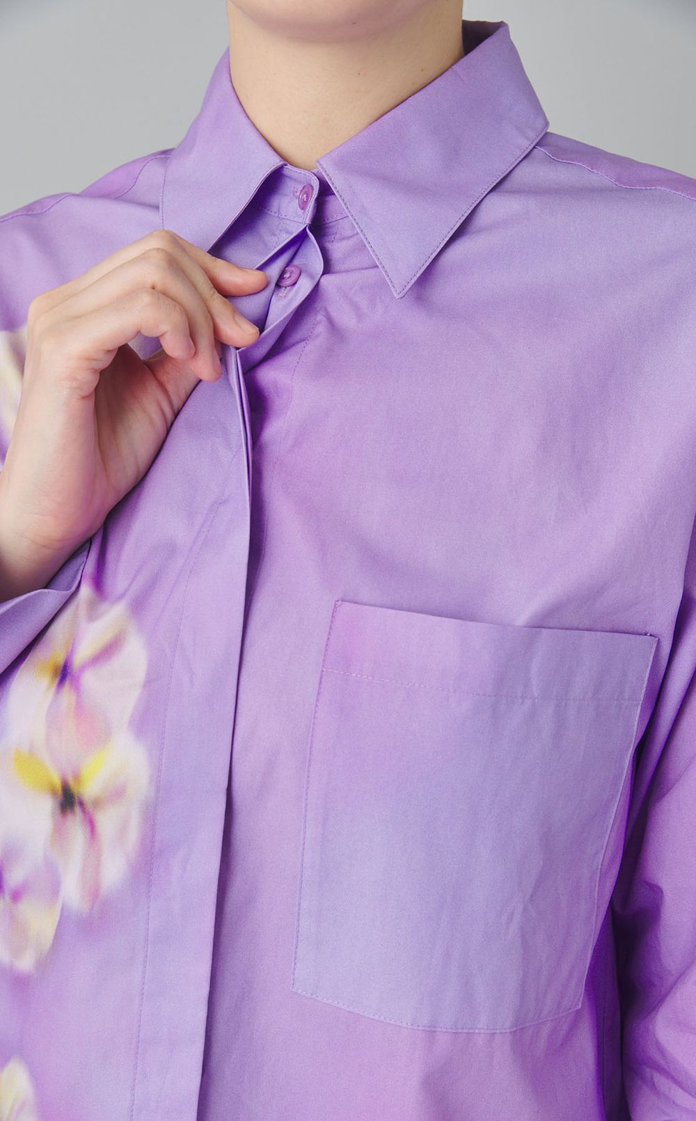 コットンフラワープリントシャツ