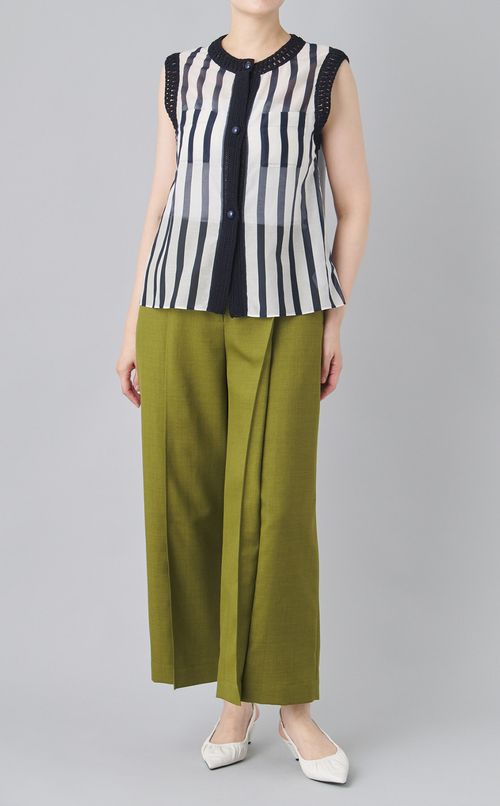 サークルストライプクロシェットブラウス