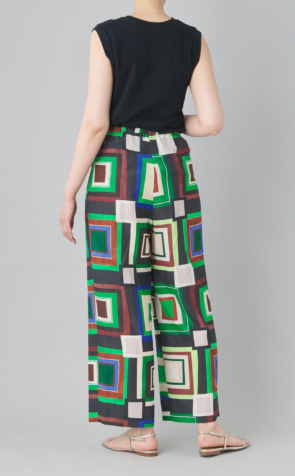 プリントツータックワイドパンツ