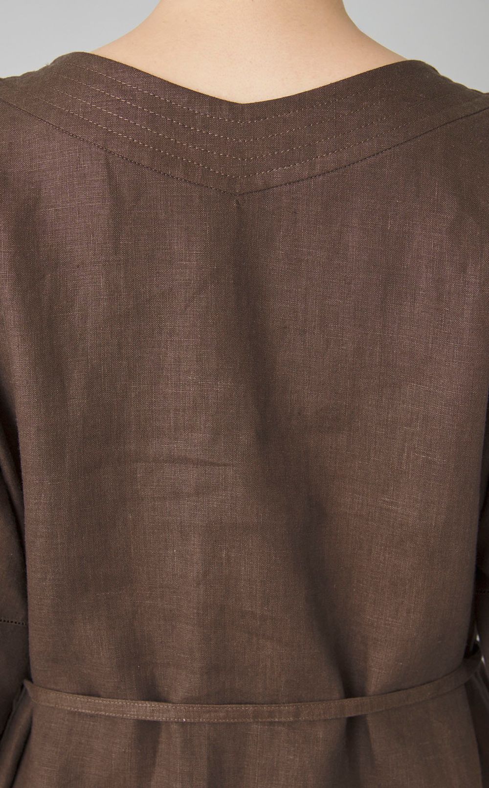 スムースリネンVネックワンピース