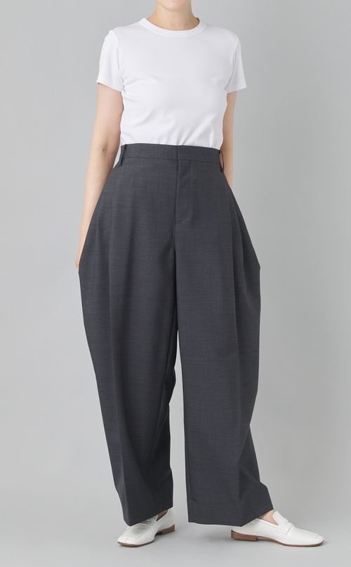 ウールトロサイドタックワイドパンツ