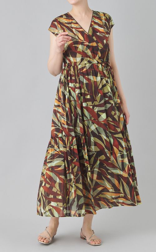 リーフプリントカシュクールワンピース