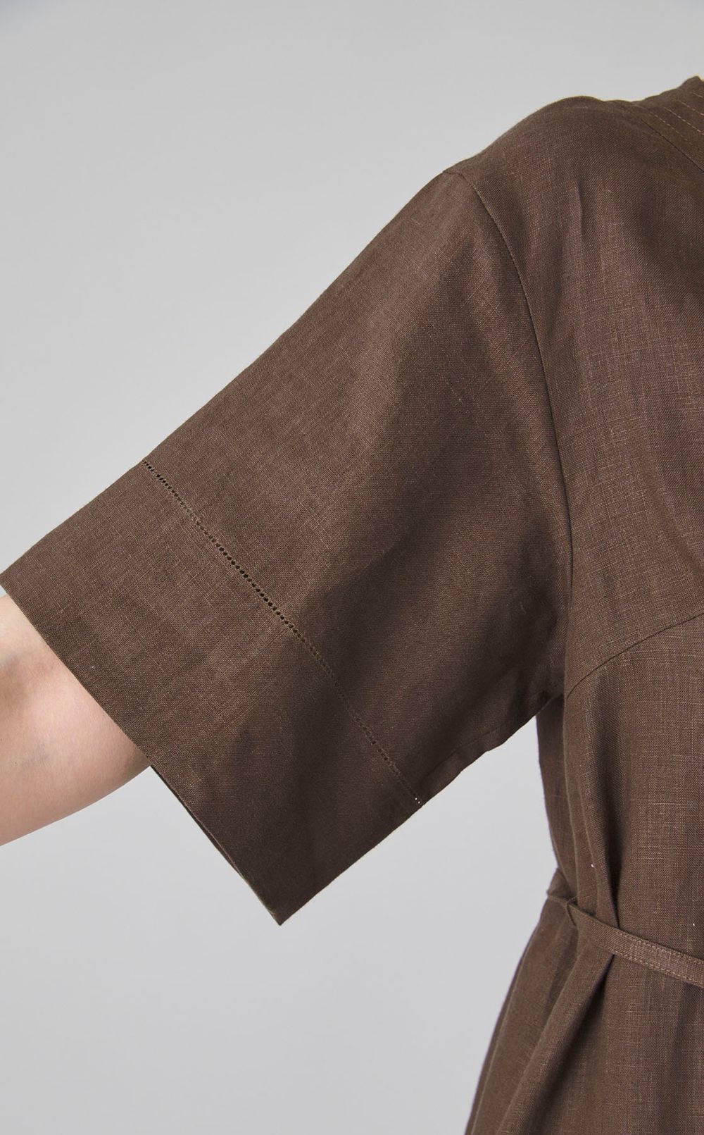 スムースリネンVネックワンピース