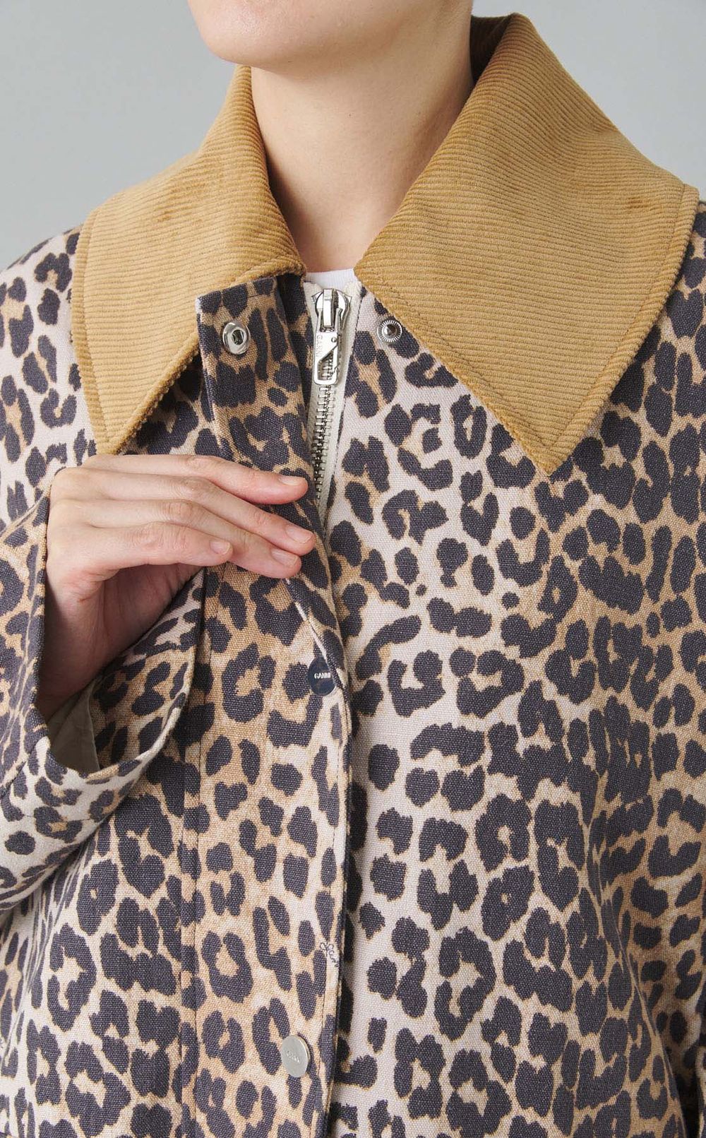 レオパードキャンバスミディコート