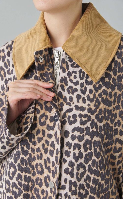 レオパードキャンバスミディコート