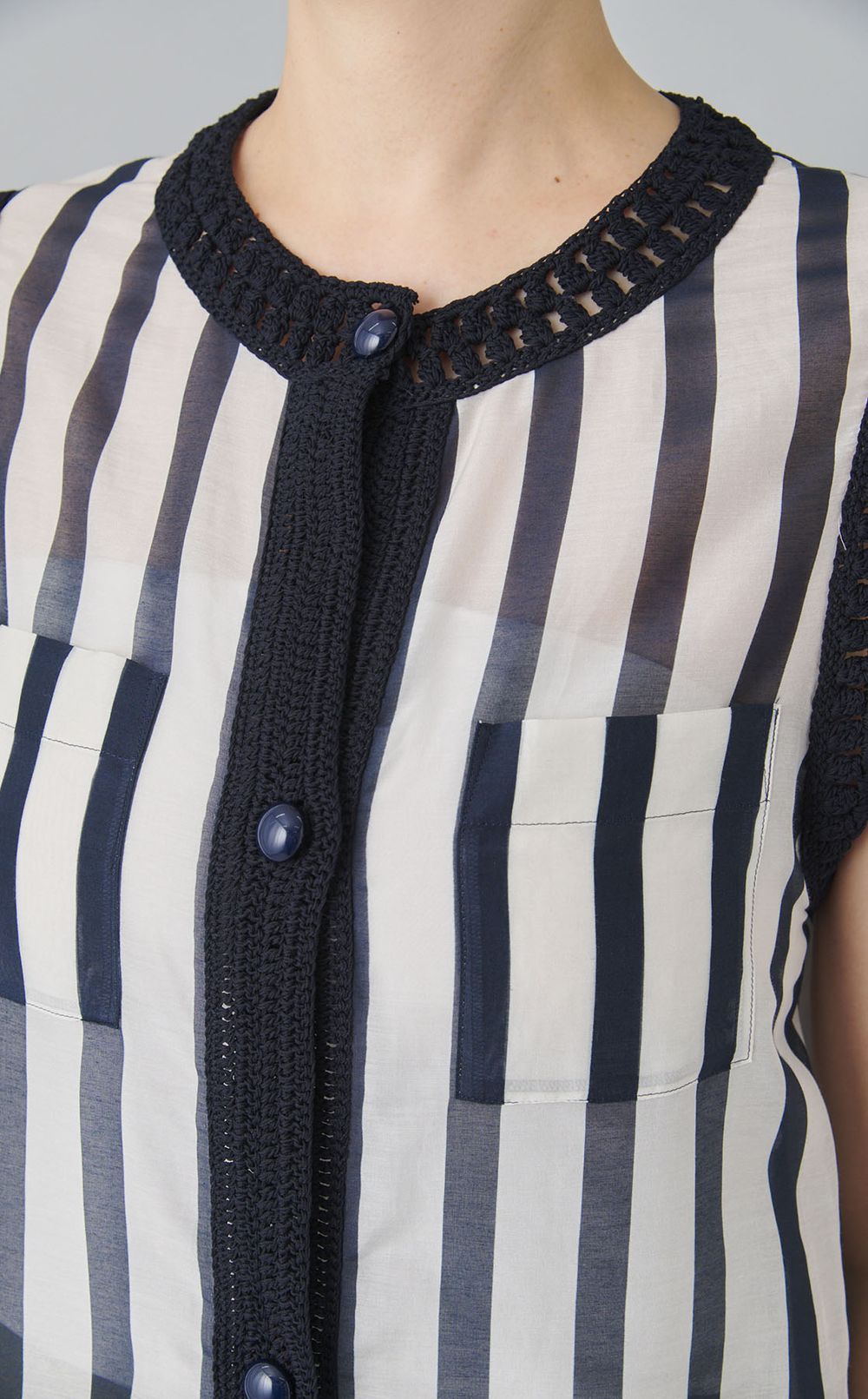 サークルストライプクロシェットブラウス