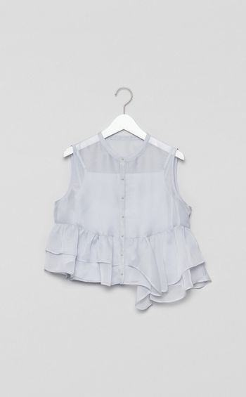 ラッフルペプラムシアーブラウス