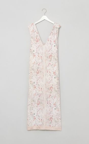 フラワープリントタイバックドレス