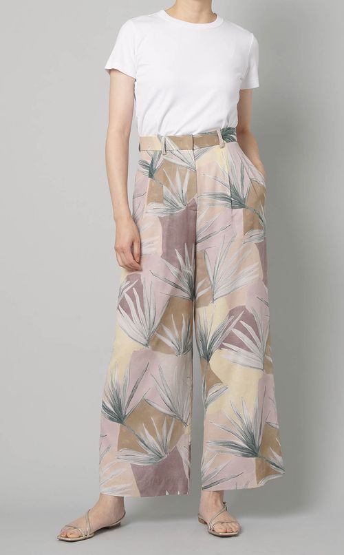 ボタニカルプリント2タックパンツ