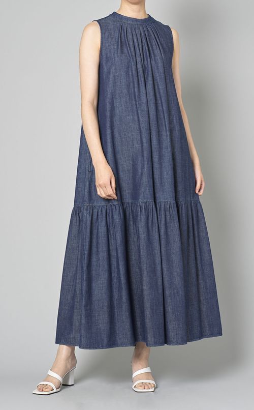 デニムティアードロングワンピース