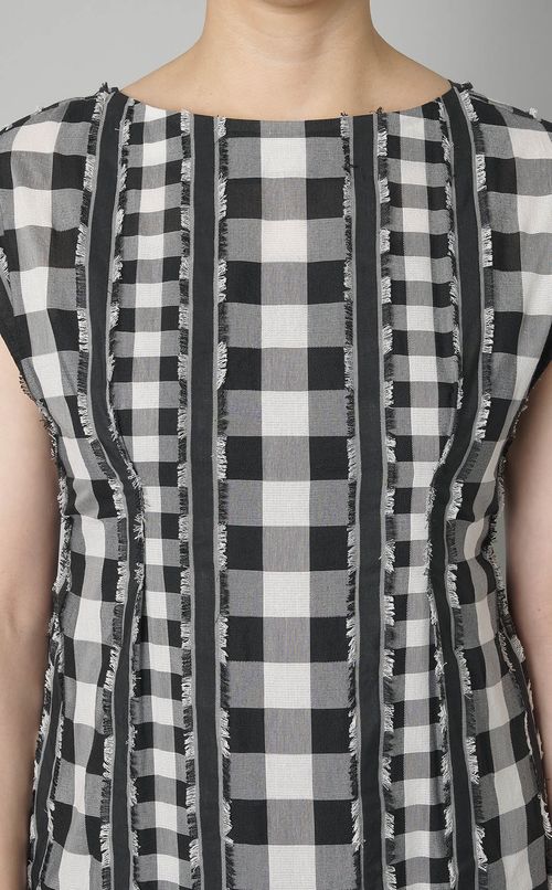 フリンジギンガムワンピース