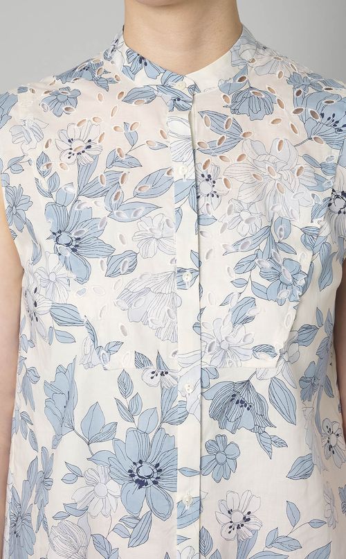 フラワープリントスリーブレスブラウス