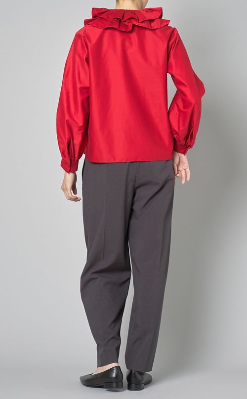 モールスキンフリルカラーブラウス