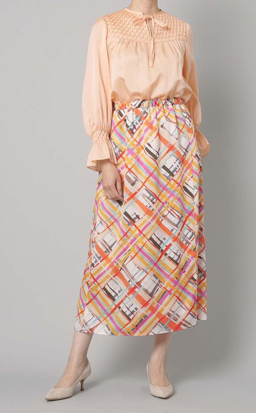 プラッドペイントプリントスカート