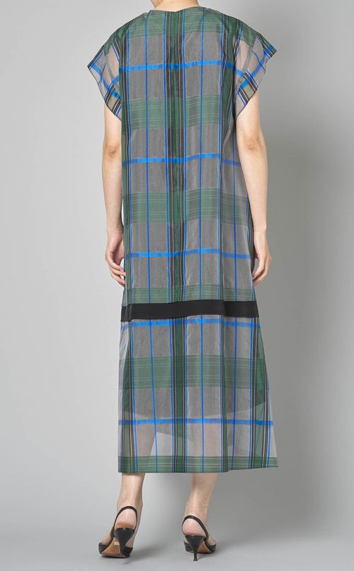 シアーチェッククルーネックワンピース