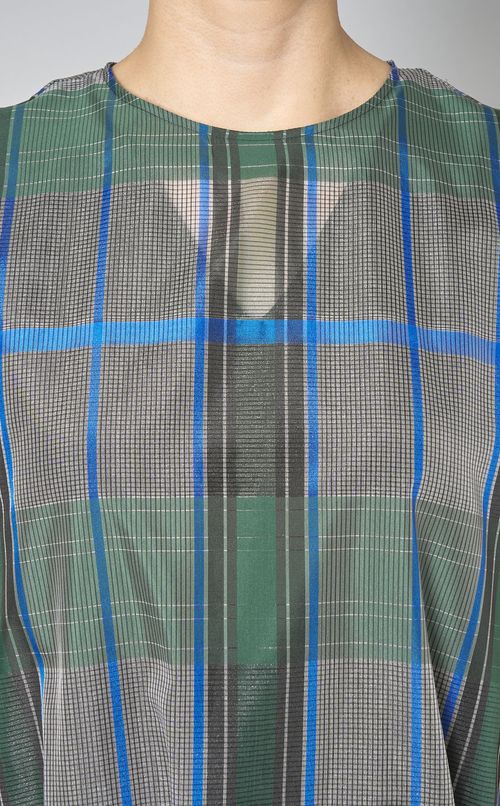 シアーチェッククルーネックワンピース